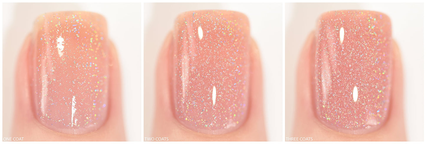 ILNP Sweet Pea - Seashell Pink Holographic Jelly Nail Polish, Buildable Pink Sparkle Nail Polish, Non-Toxic, Vegan, Cruelty Free, Non Gel