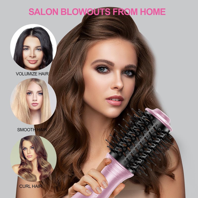 DAN Dual Voltage Hair Dryer Brush,2 inch Blow Dryer Brush,110V-120V/220V-240V Automatic Dual Voltage,smallBrush Hair dryers with Multifunctional Conversion Plug,for European and Travel Use