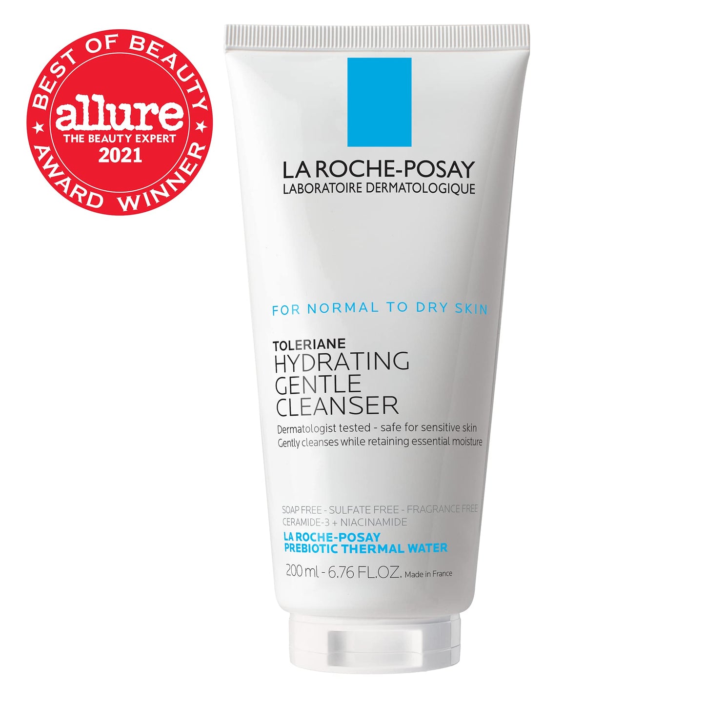 La Roche-Posay Toleriane Hydrating Gentle Face Cleanser, Hydrating Facial Cleanser With Niacinamide + Ceramides, Daily Face Wash For Dry Skin To Normal Skin, Sensitive Skin Tested, Fragrance Free