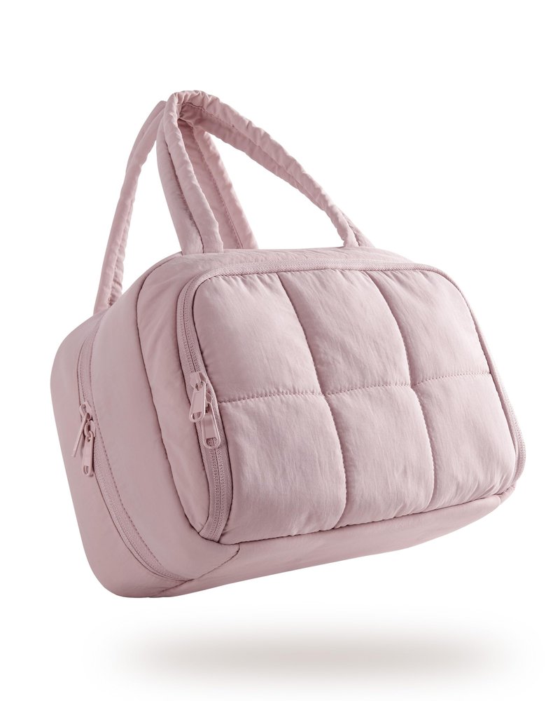 Marscamd Travel Makeup Bag for Women, Puffy Cosmetics & Toiletry Organizer with Leakproof Pockets for Travel-Size Shampoo, Conditioner, Brushes & Essentials - Medium Size, Pink (Bag Only)