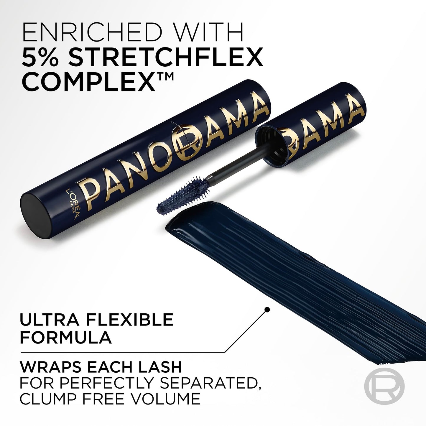 L'Oreal Paris Voluminous Panorama Chromatic Mascara, Volumizing and Lengthening Blue Mascara, Longwear, Smudge-Resistant and Washable, 706 Blue Suede