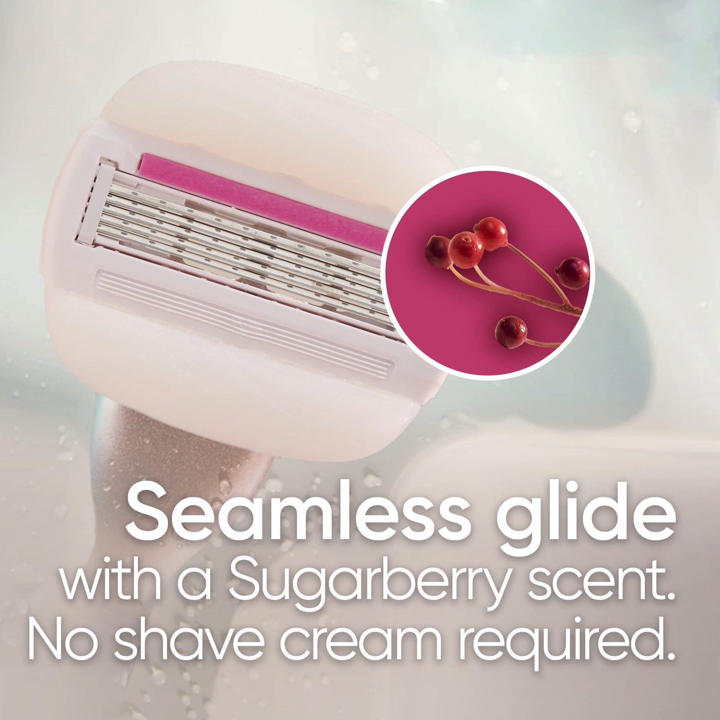 Gillette Venus Razor for Women, ComfortGlide plus Olay Sugarberry, Rose Gold Metal Handle + 4 Blade Refills, 5-Blade Razor Cartridges, Moisture Bars