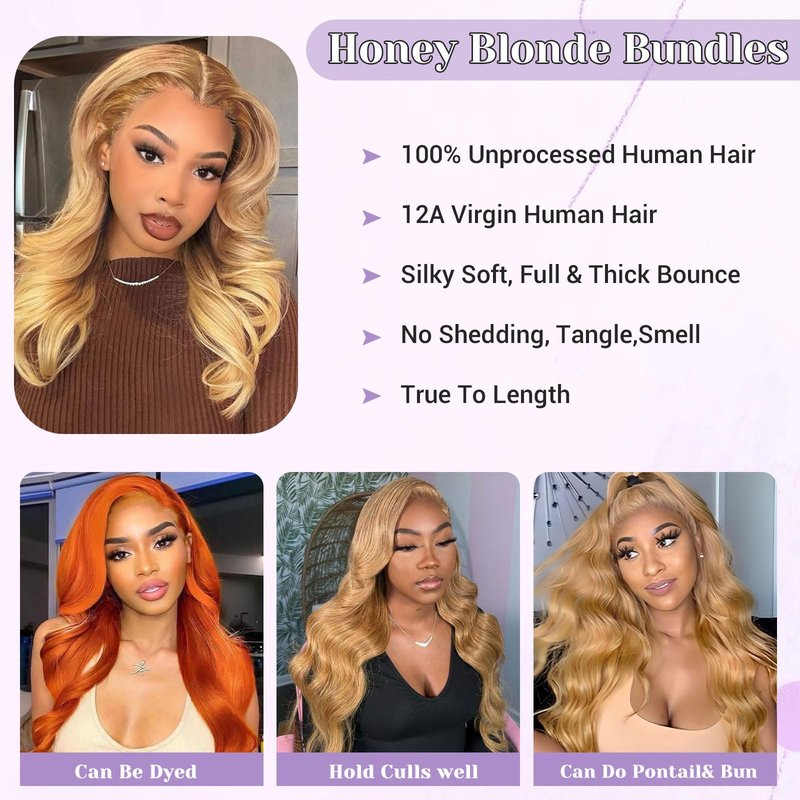 DSEKCAIN 27# Honey Blonde 5x5 Body Wave Lace Closure 100% Real Human Hair 12 Inch Transparent hd 5x5 Lace Closure Can Be Dyed and Restyled 150% Density