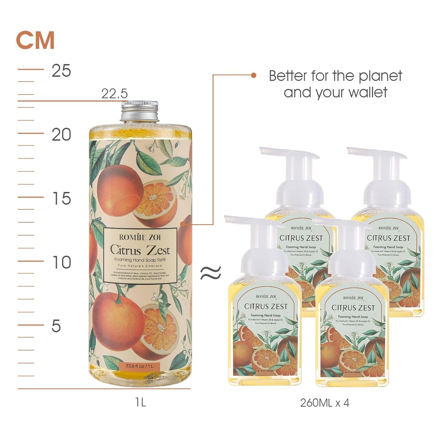 Tomato Vine Foaming Hand Soap Refill Set – 3 Pack (33.8 Fl Oz Each) – Chemical-Free & Moisturizing with Refillable Dispenser for Kitchen & Bathroom