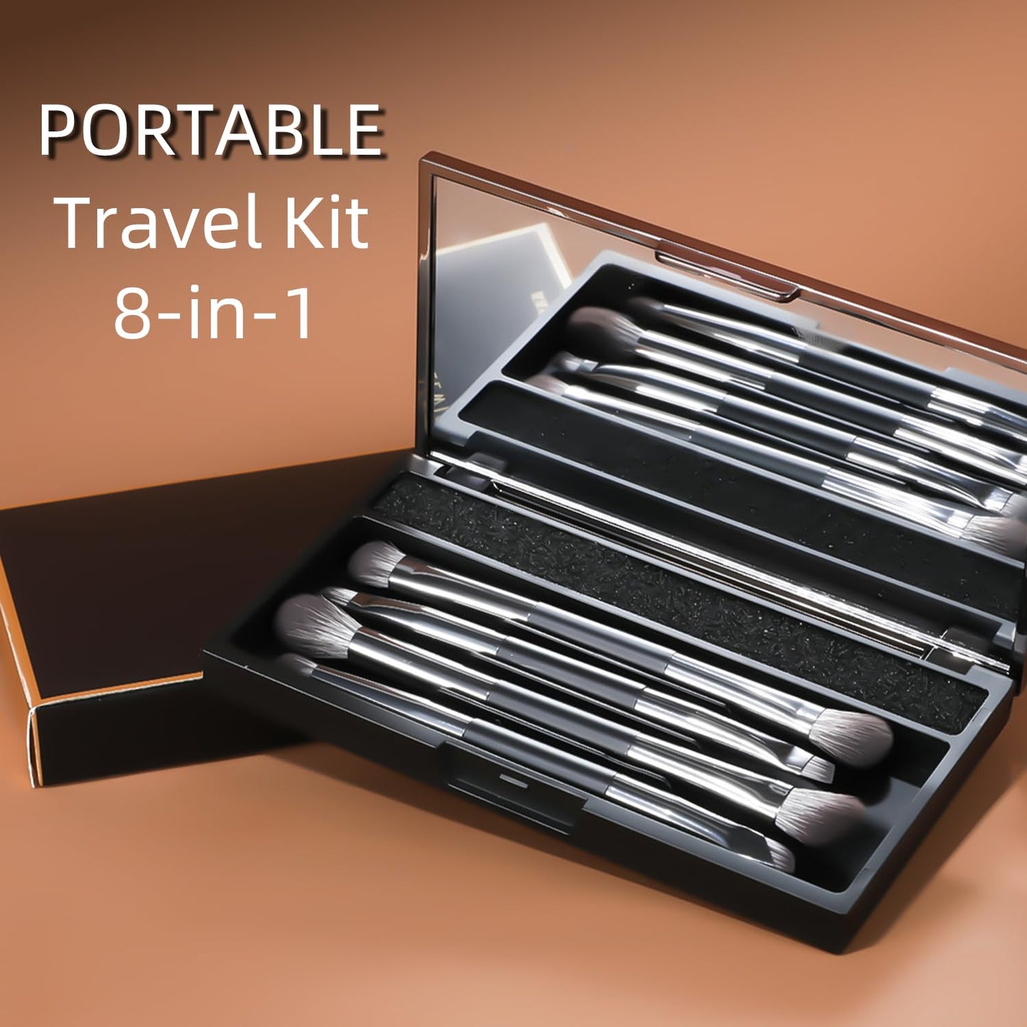 ENERGY Eyeshadow Brush Set 11PCS Professional Makeup Brushes for Eye Shadow Brows Smudge Concealer Eyeliner Eyelash Highlighter Blending Vegan Synthetic Face Make Up Kit with Travel Case Black