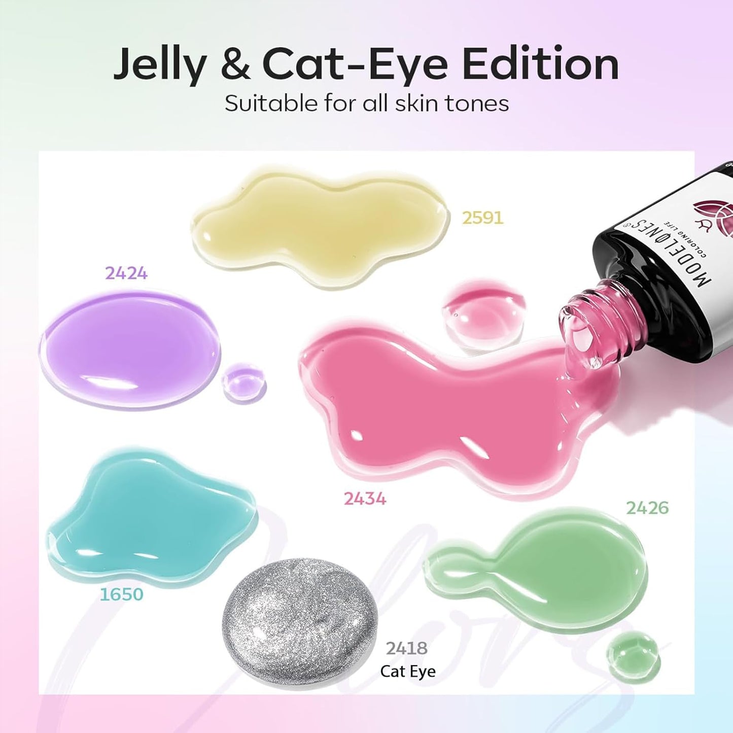 Chameleon Gel Nail Polish Set - 6 Colors + Silver Cat Eye & Jelly Gel Polish