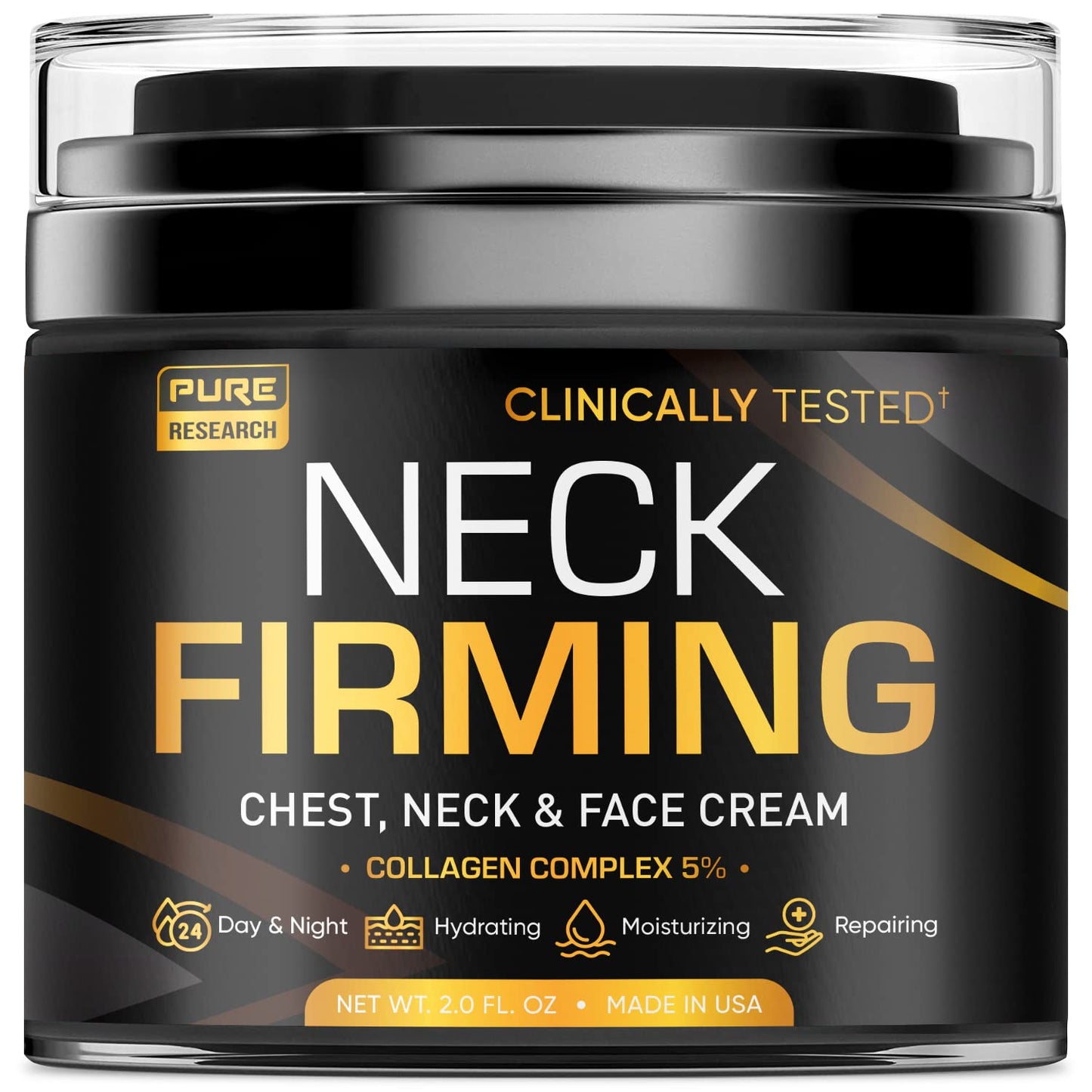 PURE RESEARCH Neck Firming Cream - Anti Wrinkle Cream Day & Night Face Neck and Décolleté Cream - Moisturizing, Lifting & Hydrating