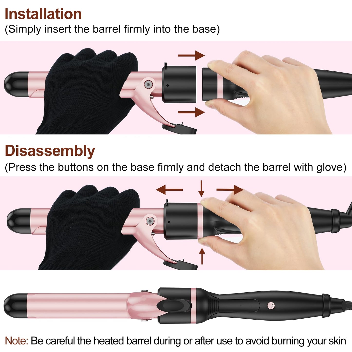 SEIPIKOL 6 in 1 Hair Straightener and Curler, 3/4 to 1 1/2 inch Ceramic Barrel Wand Curling Iron Set, Auto Off, Dual Voltage Hair Styling Hot Tools