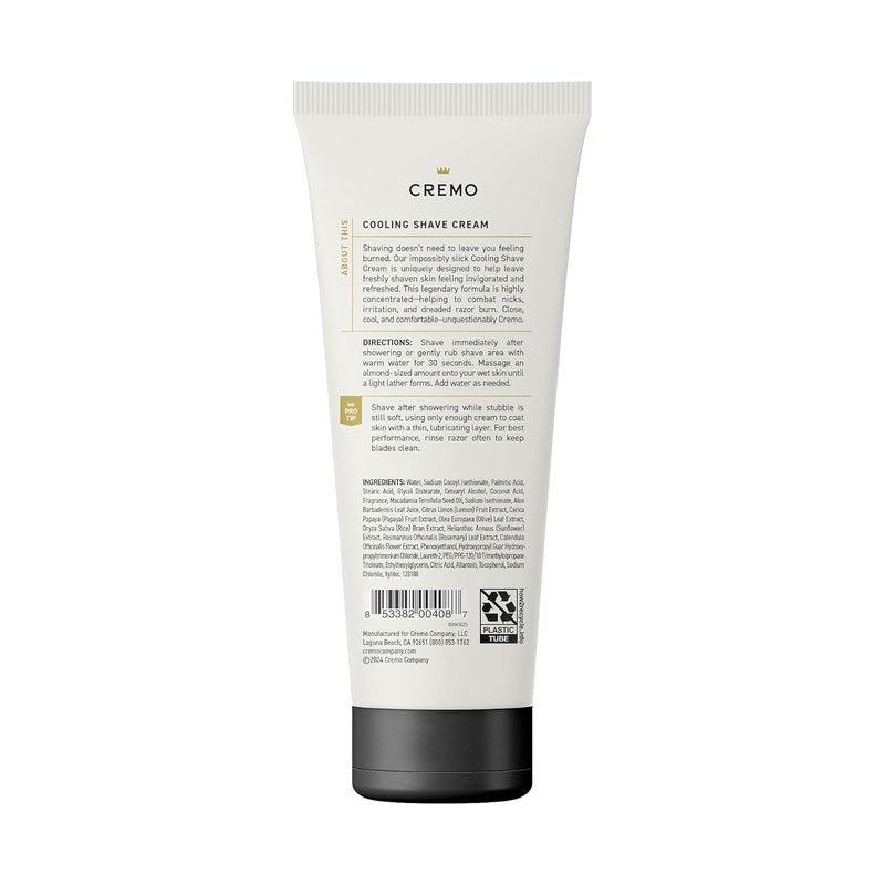 Cremo Cooling Shave Cream - Soothing Formula for Smooth Shaving | 6 Fl Oz
