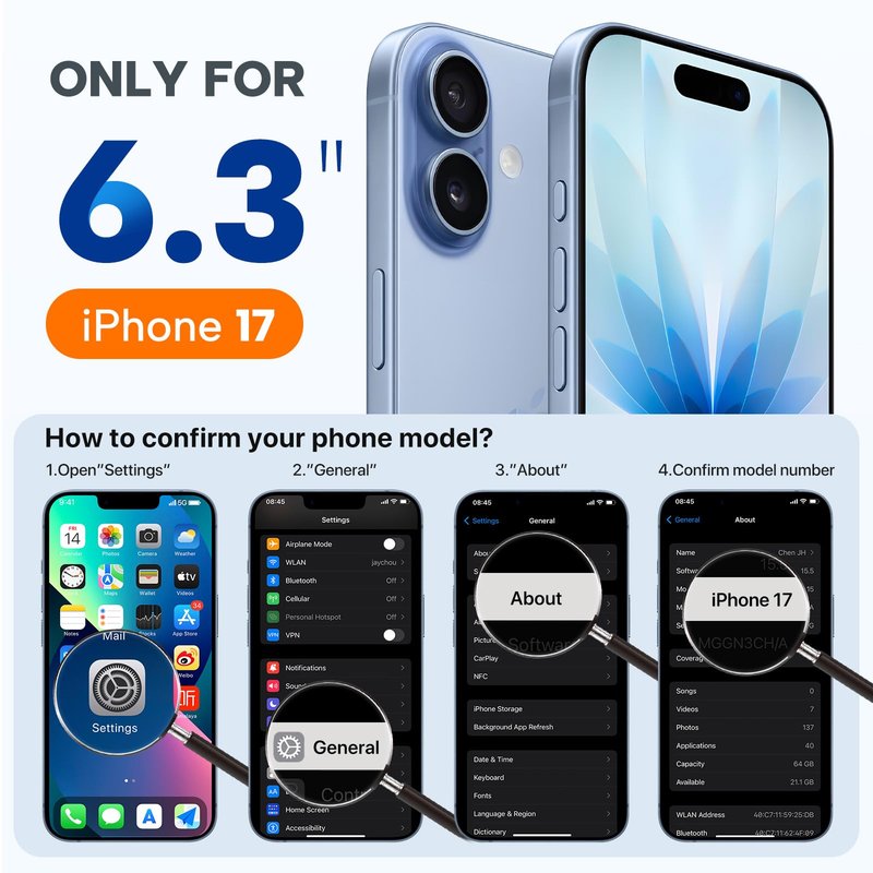 Miracase Magnetic for iPhone 17 Case, Compatible with MagSafe, Integrated Silicone Camera Control Cover, Shockproof Drop Protection Phone Case for 17,Black