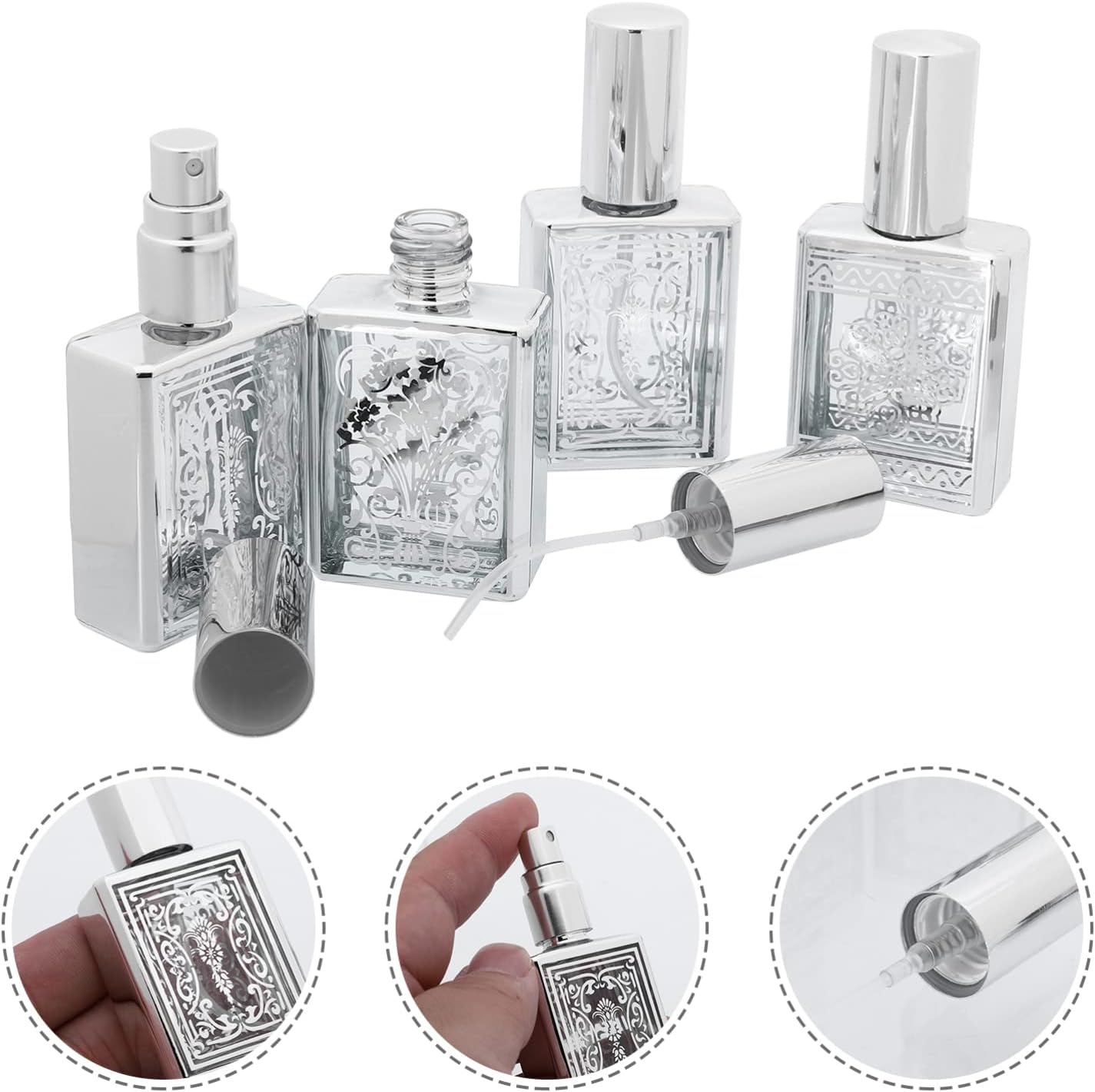 4-Pack Small Perfume Spray Bottles - Refillable Glass Atomizer, Leakproof Mini Fragrance Containers for Travel | 3.14 Inch