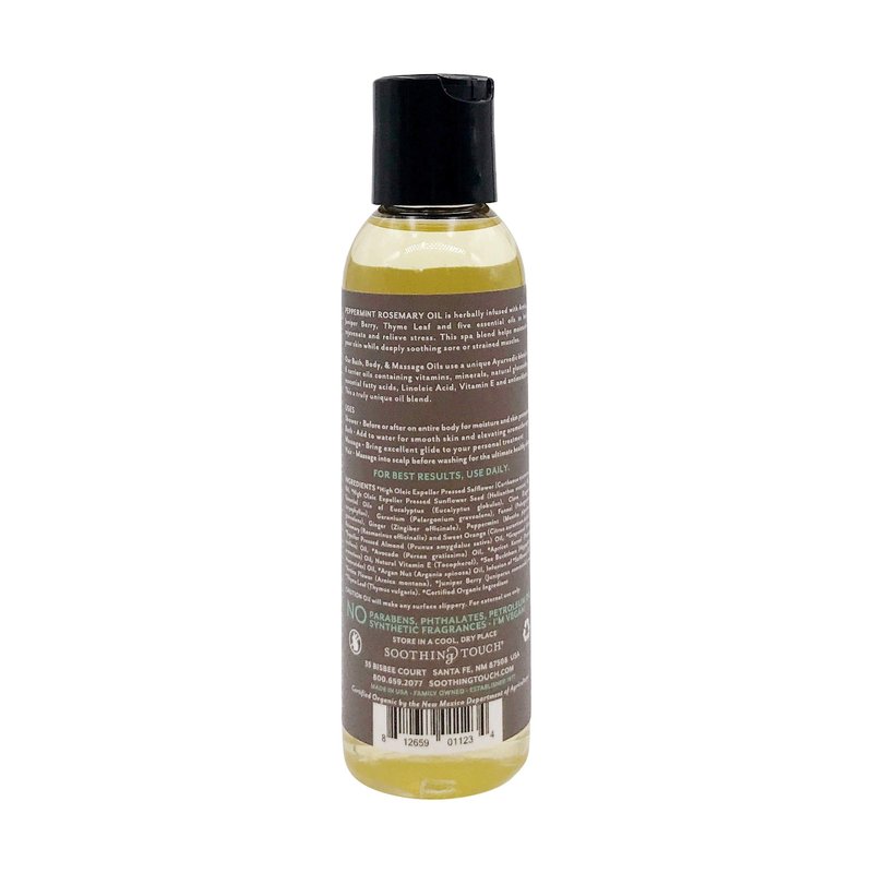 Soothing Touch Peppermint Rosemary Organic Bath, Body & Massage Oil, 4 Fl Oz (Pack of 3)