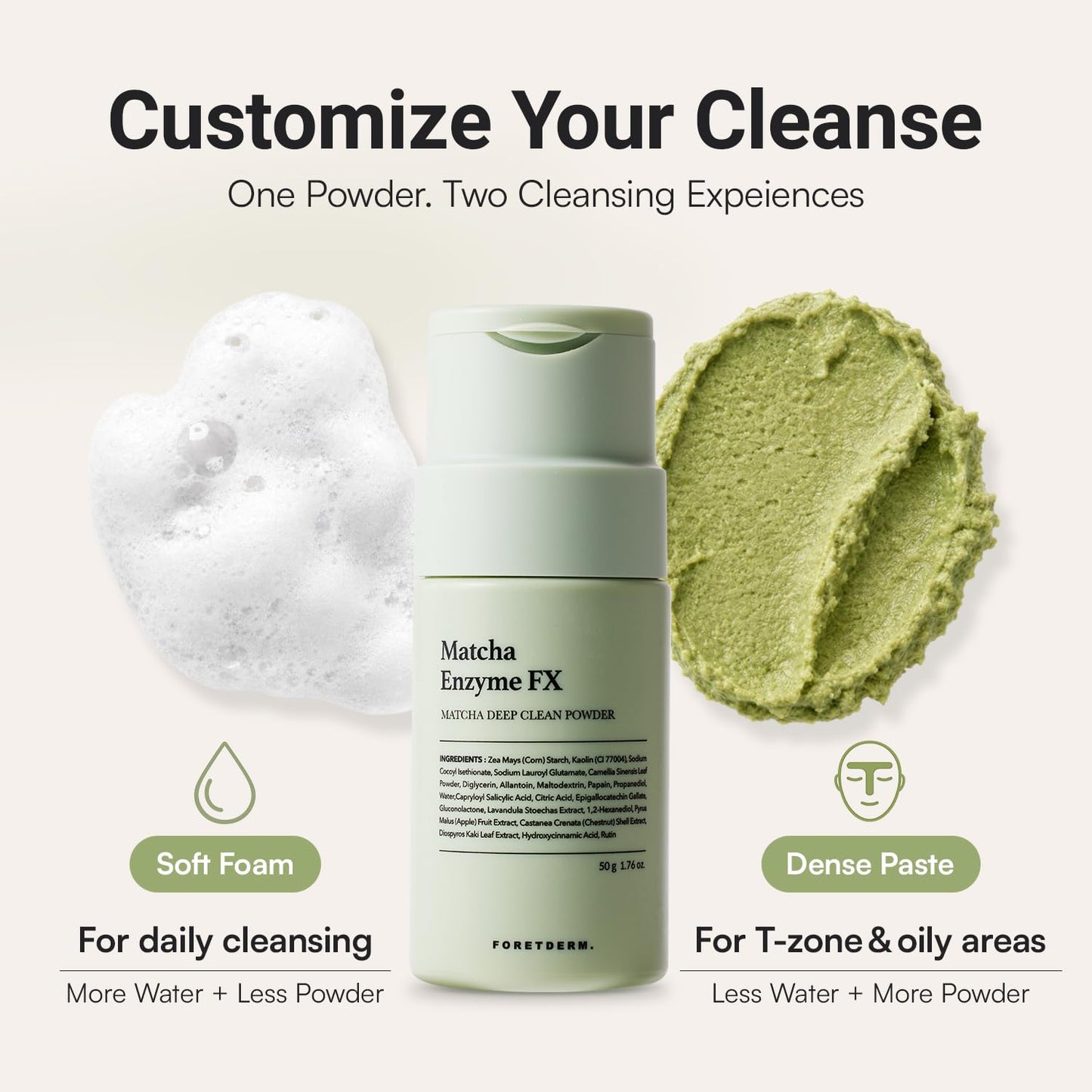 Matcha Enzyme Powder Cleanser, Gentle Exfoliating Face Wash,Kbeauty 1.76 oz
