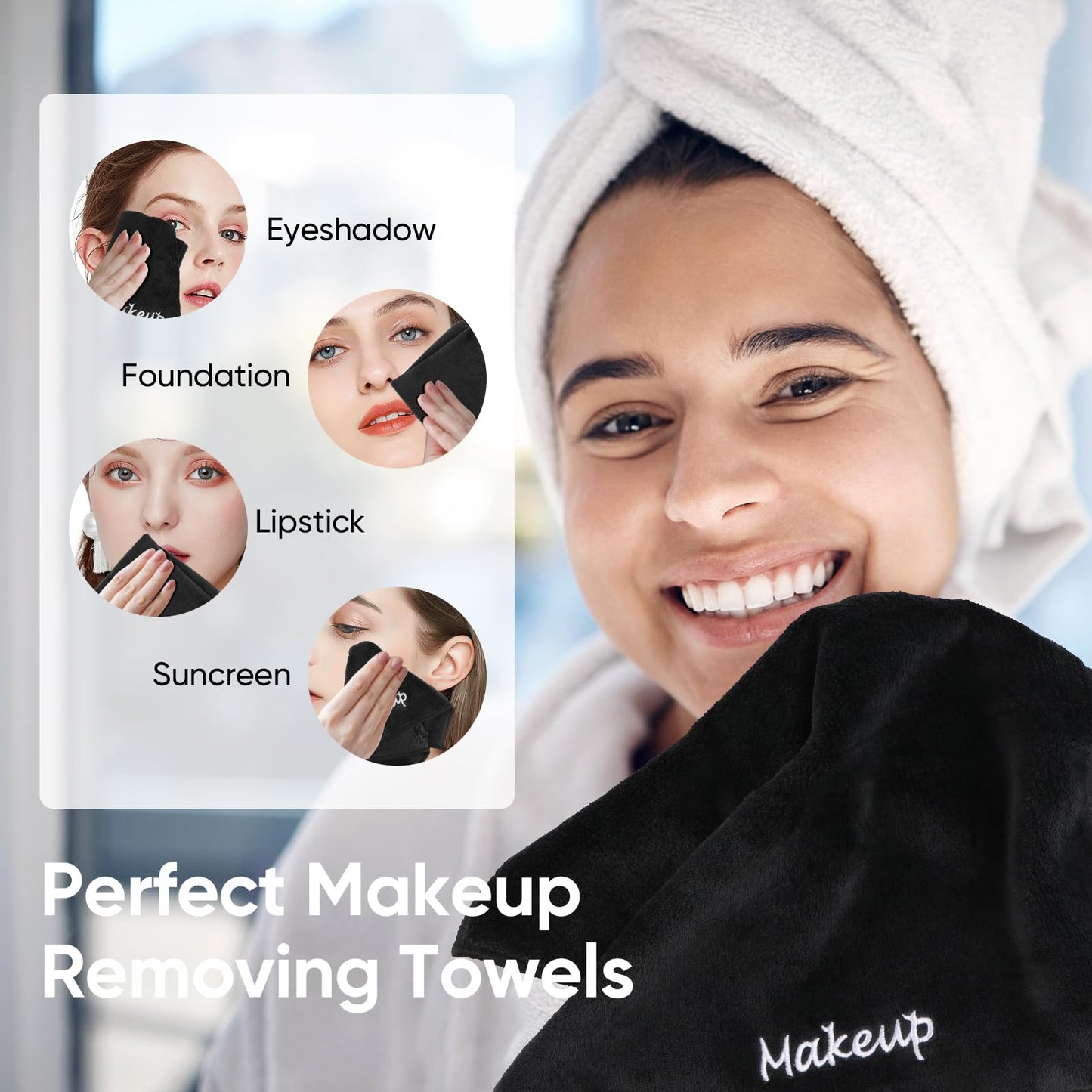 UNIMADE Makeup Remover Cloth, 48 Pack Black Facial Wash Cloths, Soft Coral Fleece Microfiber Towel for Face, Hand, and Bathroom(13" x 13")