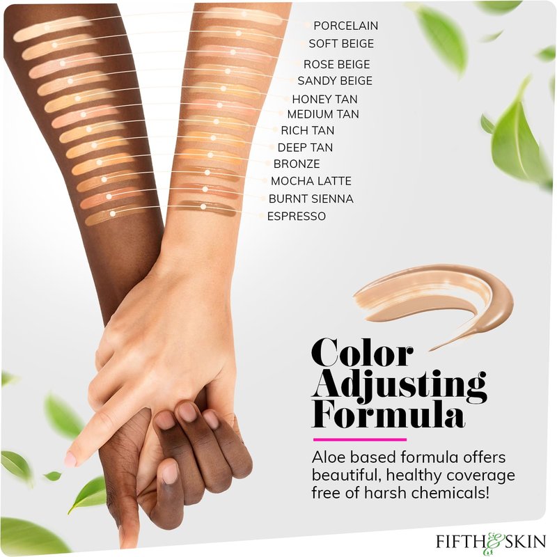 Fifth & Skin: Better’n Ur Skin Liquid Foundation (MEDIUM TAN) - Natural, Organic, Vegan, Cruelty-Free - Gluten-Free Beauty with Buildable Coverage and Palm-Free Luxury - 1 oz