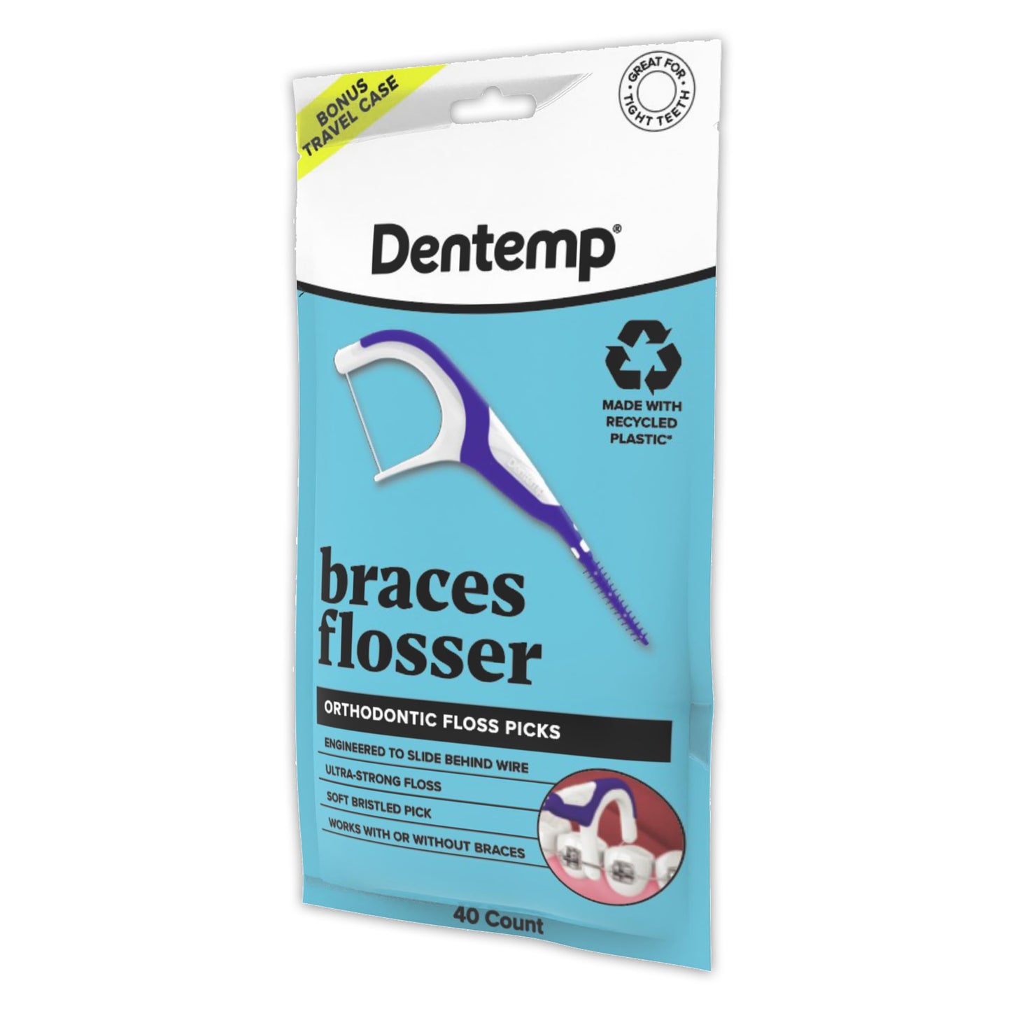 Dentemp Braces Flosser - Designed for Braces for an Easy & Effective Clean, Ultra Strong Floss - 40 Count (Pack of 4) - (Packaging May Vary)