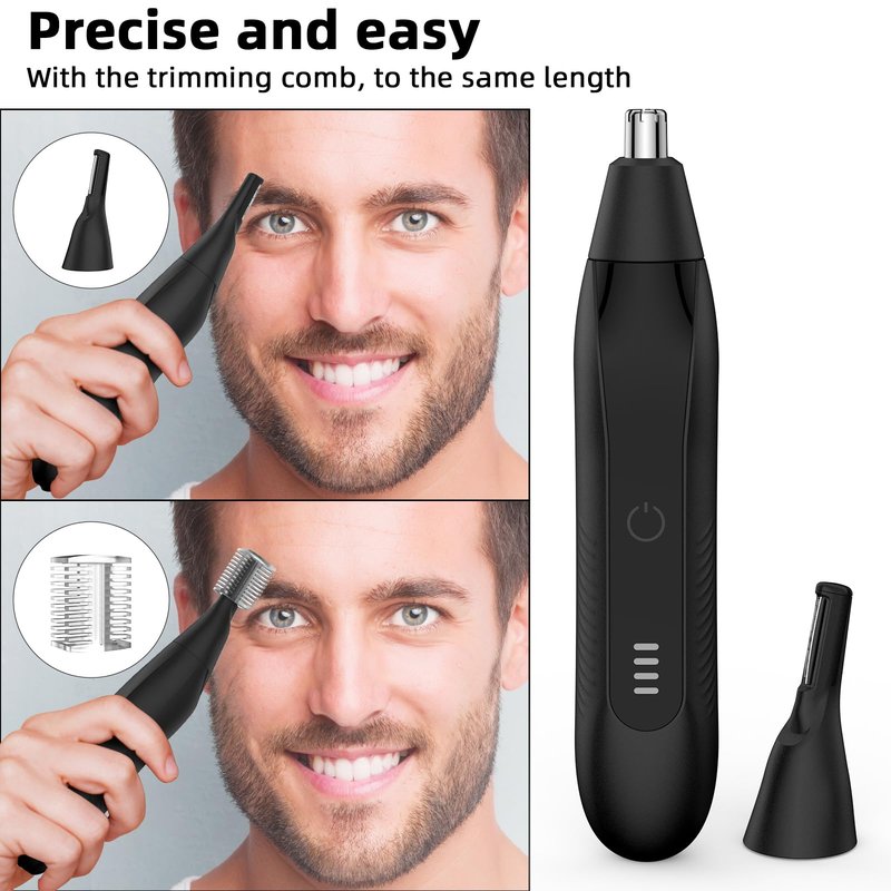Setonia Nose Hair Trimmers for Men,Rechargeable Eyebrow Trimmer 2 in 1 Painless Multifunctional Ear and Nose Hair Trimmer with Dual Edge Blades Portable Design R002