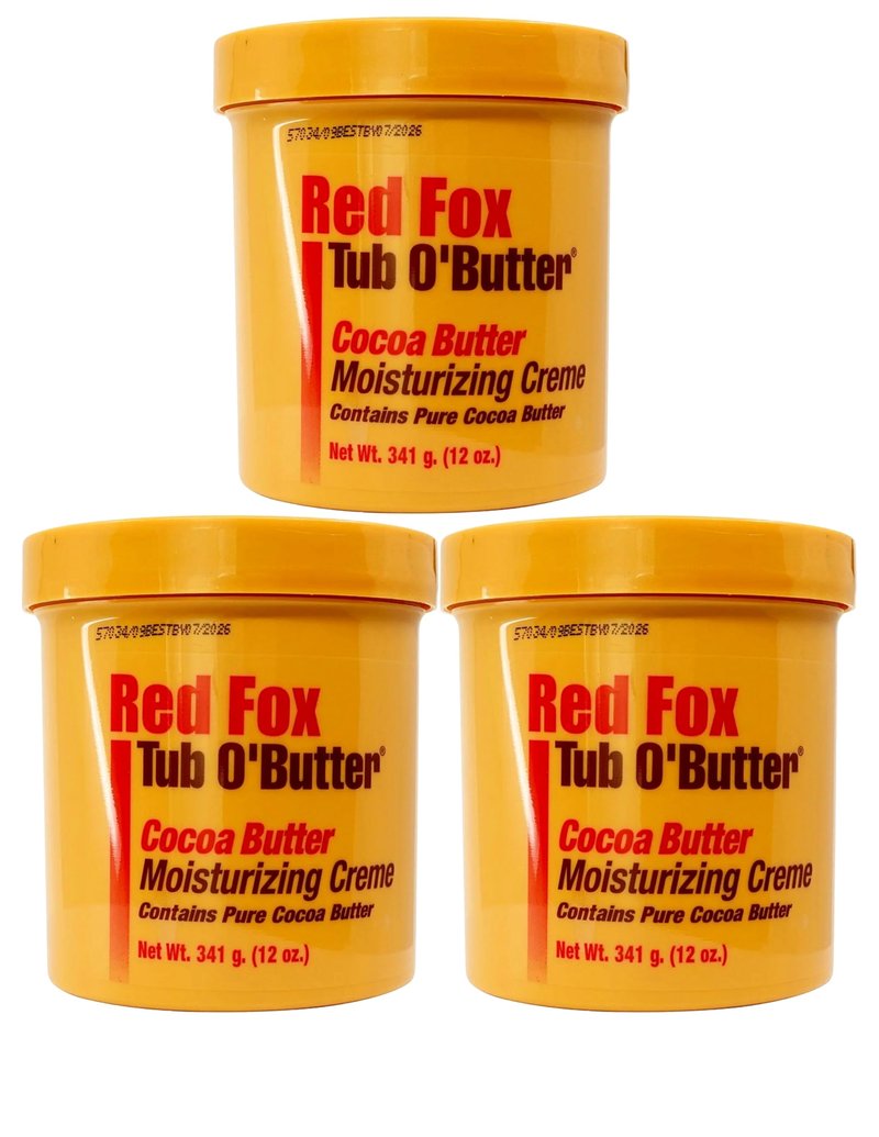Red Fox Tub O'Butter Cocoa Butter, Moisturizing Creme, 10.5 oz (Pack of 3)
