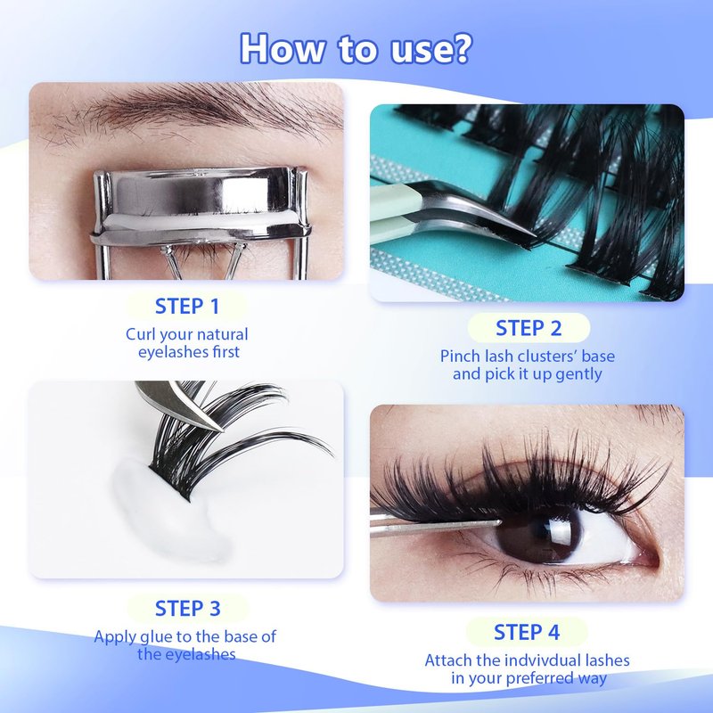 Large Tray D Curl Thickness 0.07mm Mixed 8-10-12-14mm/10-12-14-16mm/12-14-16mm /14-16mm/10-12-14mm Wide Stem Individual Cluster False Eyelashes Dramatic Eye Lashes Extensions (mixed 10-12-14-16mm)