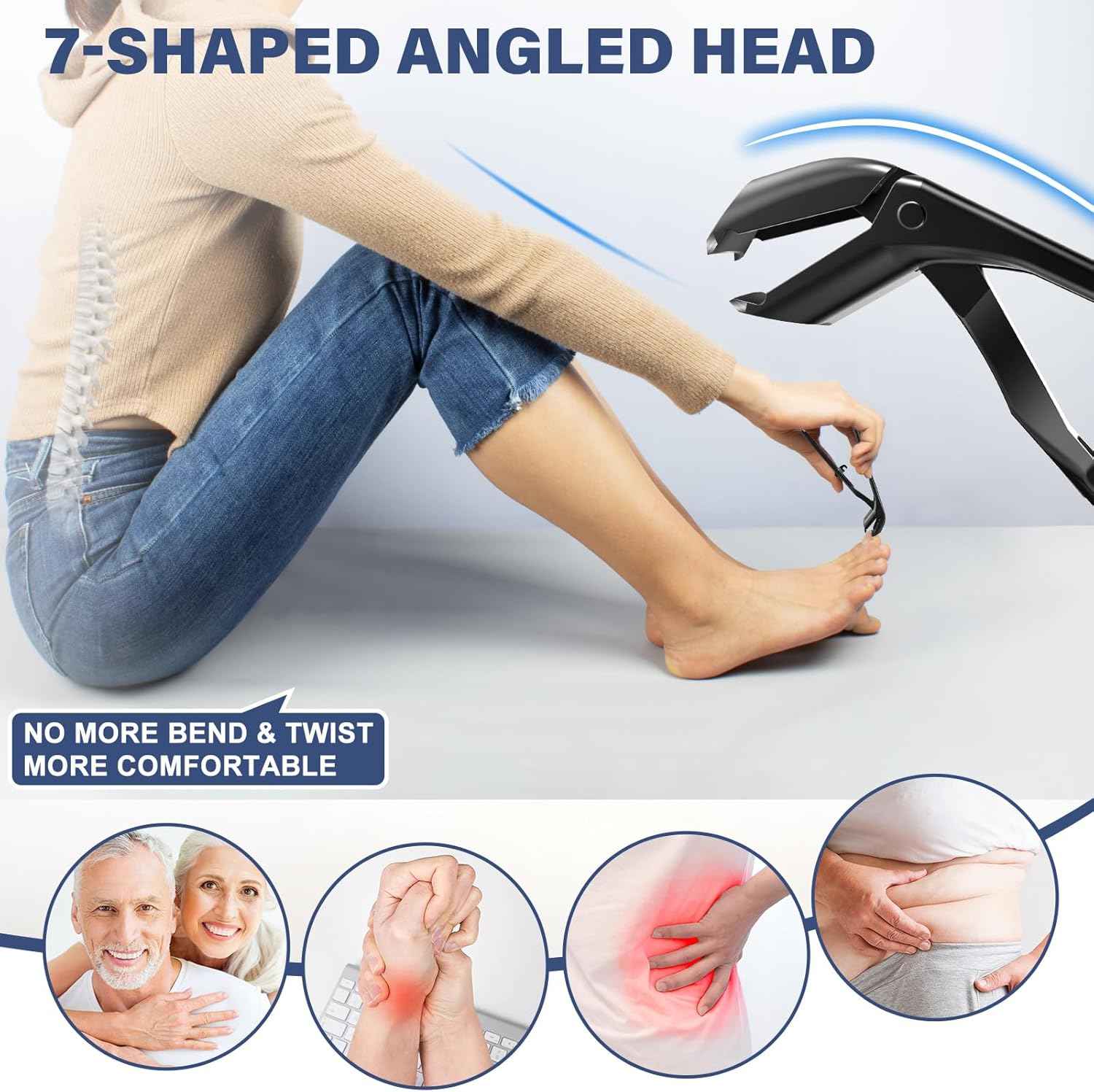 Heavy-Duty Toenail Clippers Set for Thick Nails - Angled Head & Wide Jaw for Seniors