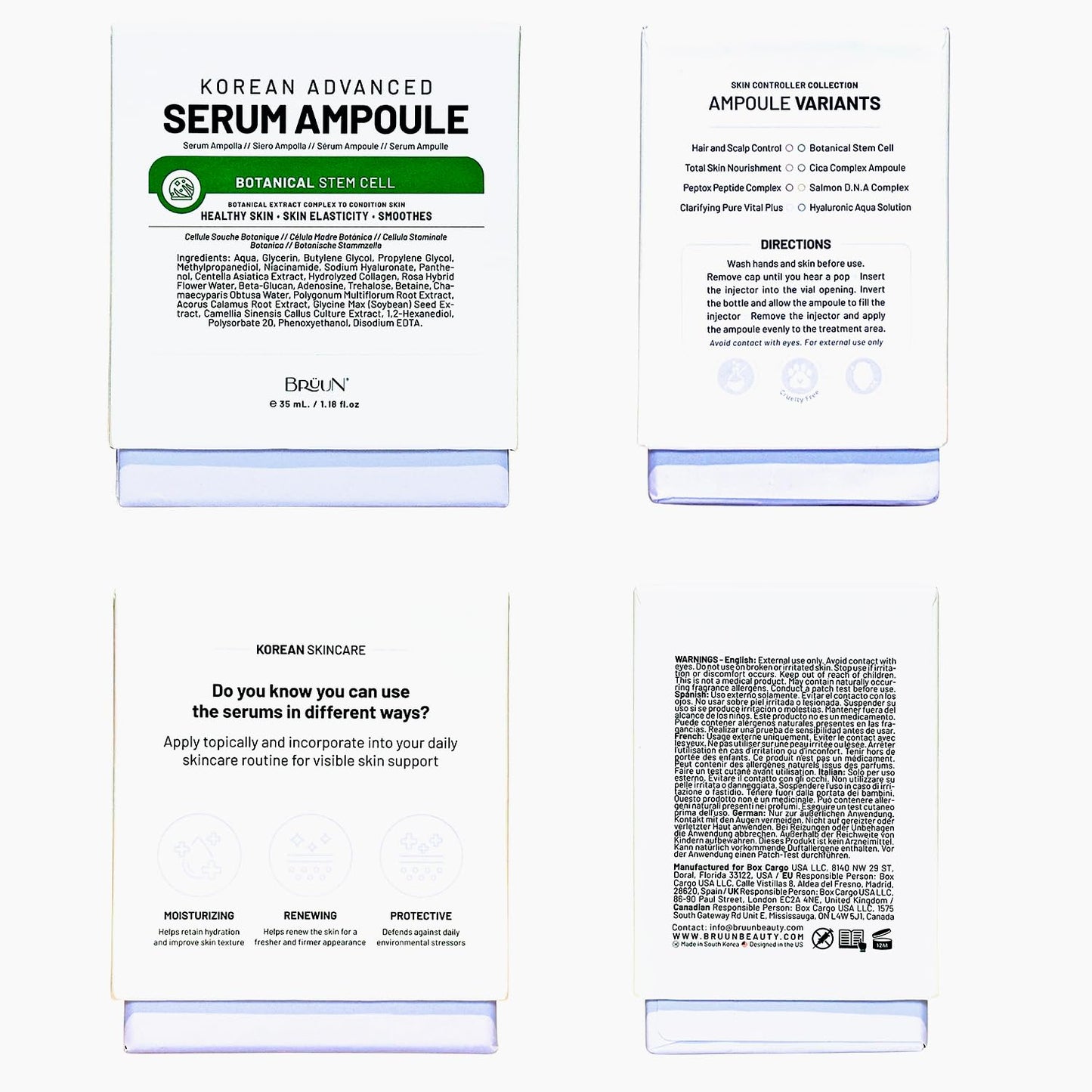 BRÜUN SC - Control Botanical Stem Cell Ampoule - Korean Serum Booster for Face and Body Skin Care Serum 1.18 fl.oz