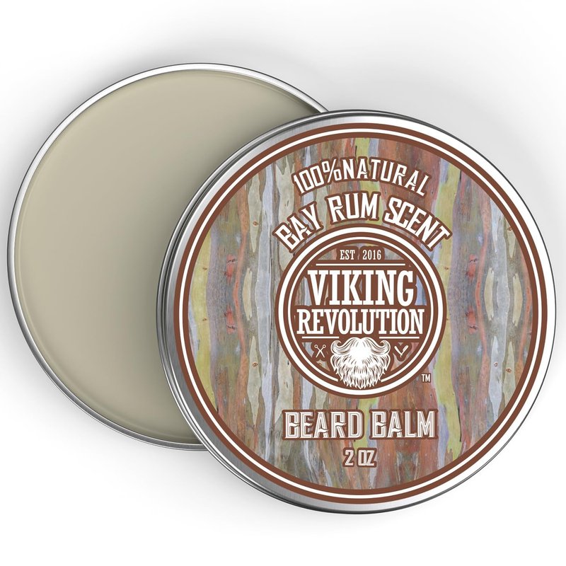 Viking Revolution Bay Rum Beard Balm - Beard Butter with Argan Oil & Jojoba Oil - Softener, Moisturizer & Wax for Men (2oz, 1 Pack)