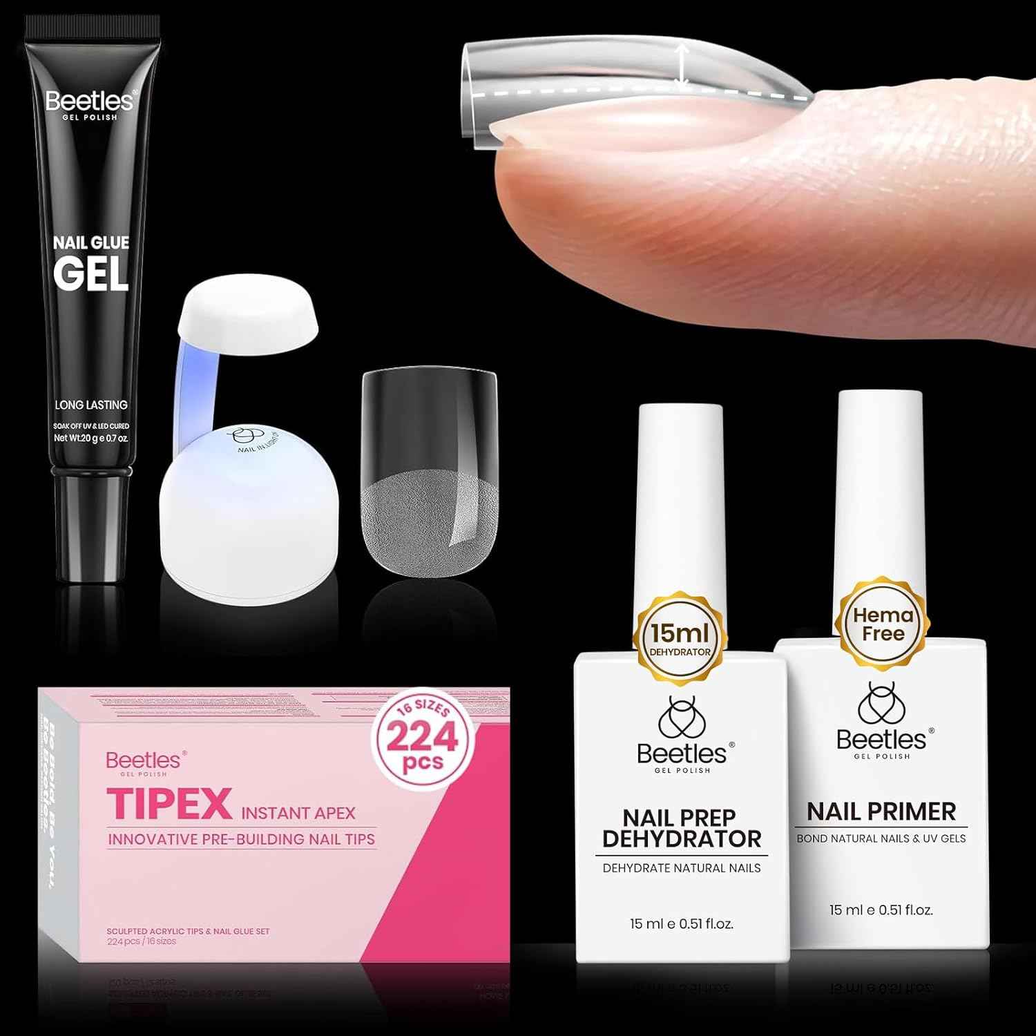 Beetles Gel Nail Kit with Nail Prep Dehydrator & Primer - Salon Quality Manicure