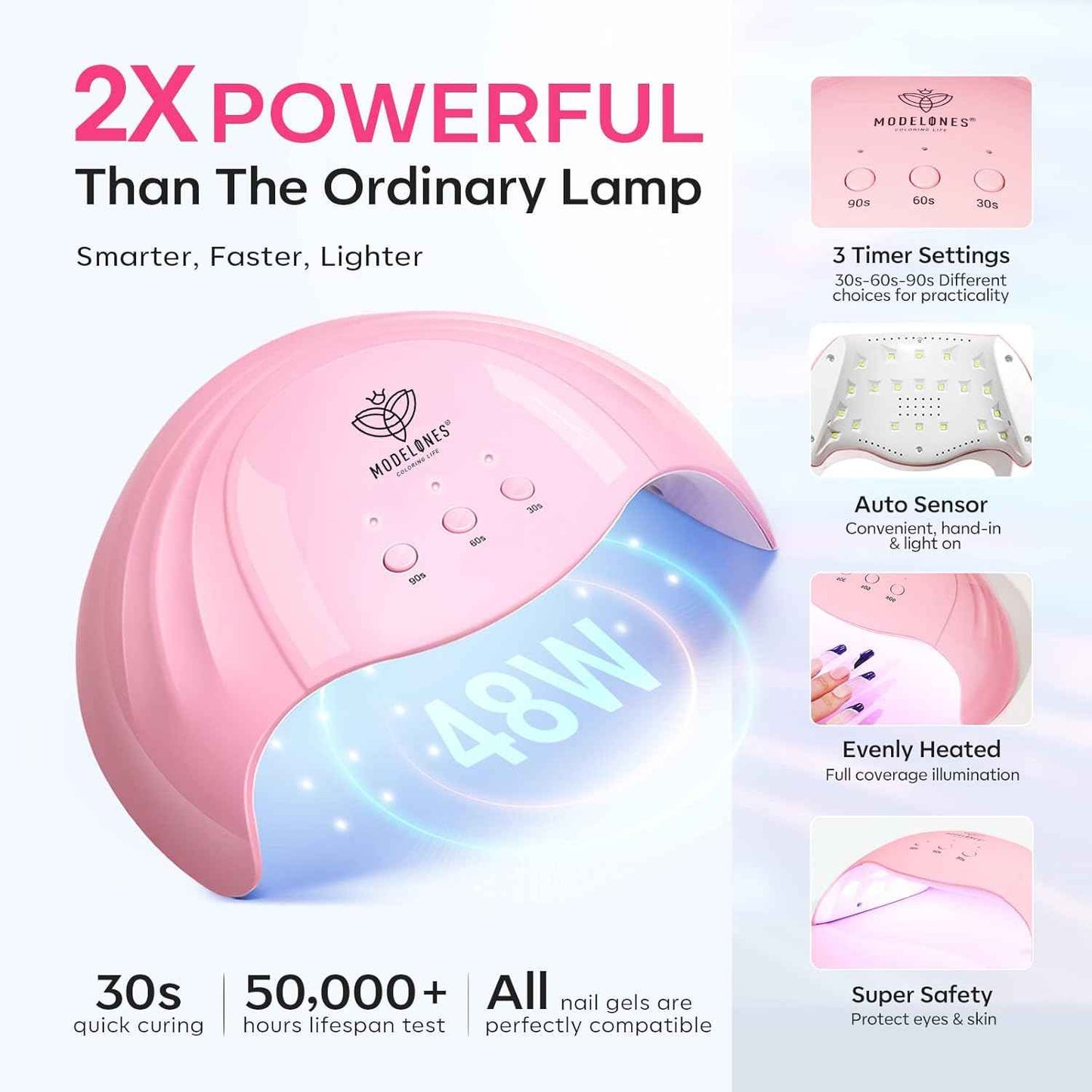 Modelones 48W Gel Nail Lamp & Cordless Nail Drill Set - UV Dryer with 3 Timer Settings & UPF99+ Protection Gloves for Professional Nail Art