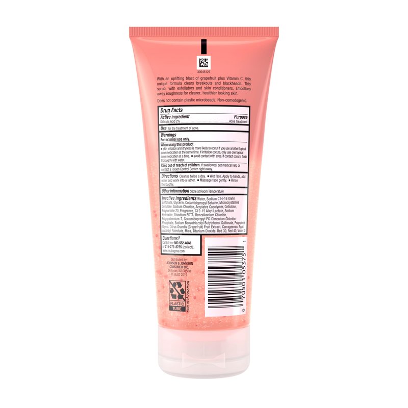 Neutrogena Oil-Free Acne Face Wash Pink Grapefruit Foaming Scrub - Facial Cleanser with Salicylic Acid for Clear Skin, Exfoliating Acne Treatment for Oily Face, 6.7 fl. oz., 3-Pack