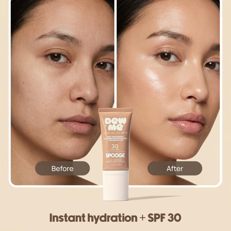 Spooge Dew Me | Tinted Mineral Sunscreen SPF 30 | Zinc Oxide Sunblock | Tinted Sunscreen For Face & Body | Golden Glow Dewy Finish | Dermatologist Developed Formula | Reef Safe Sunblock | 1.7oz