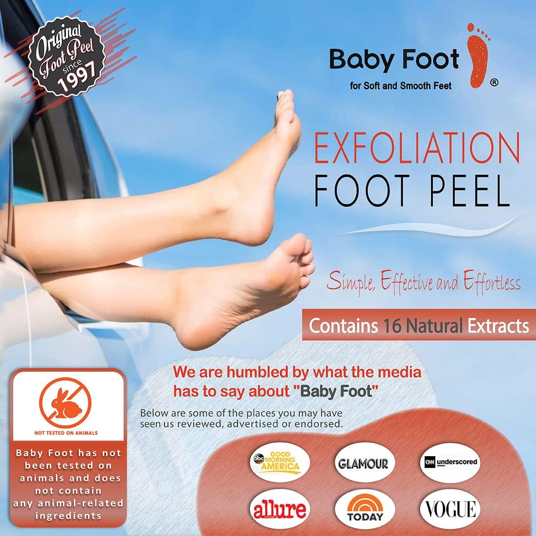 Baby Foot Peel Mask for Men & Women - Exfoliate Rough, Cracked Feet for Baby Soft Skin - 2.4 Fl. Oz