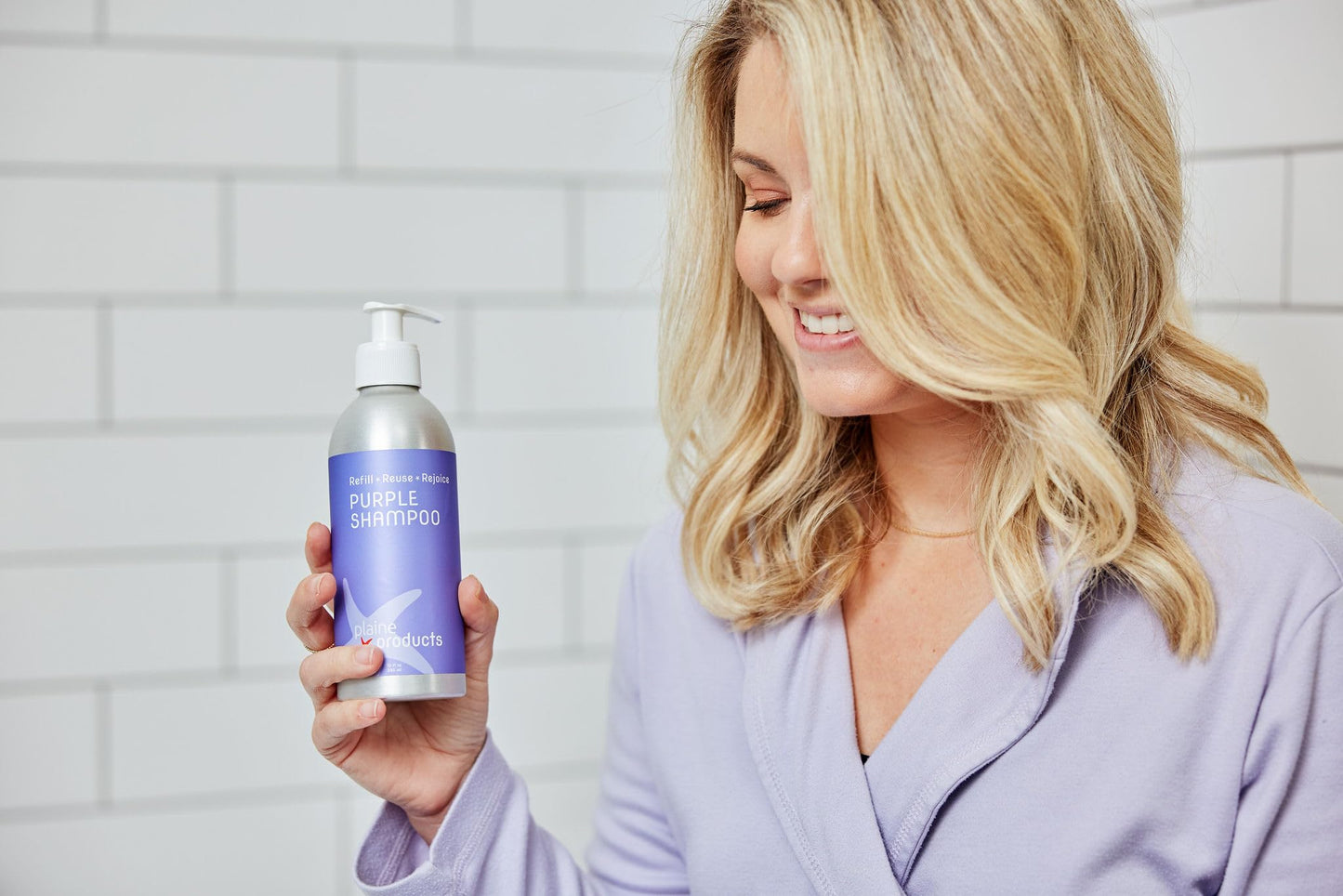 Plaine Products Eco Friendly Purple Shampoo, Cherry Almond, 10 oz. Bring out the Best and Brightest Shades of Blonde, Silver, and Grey Hair!