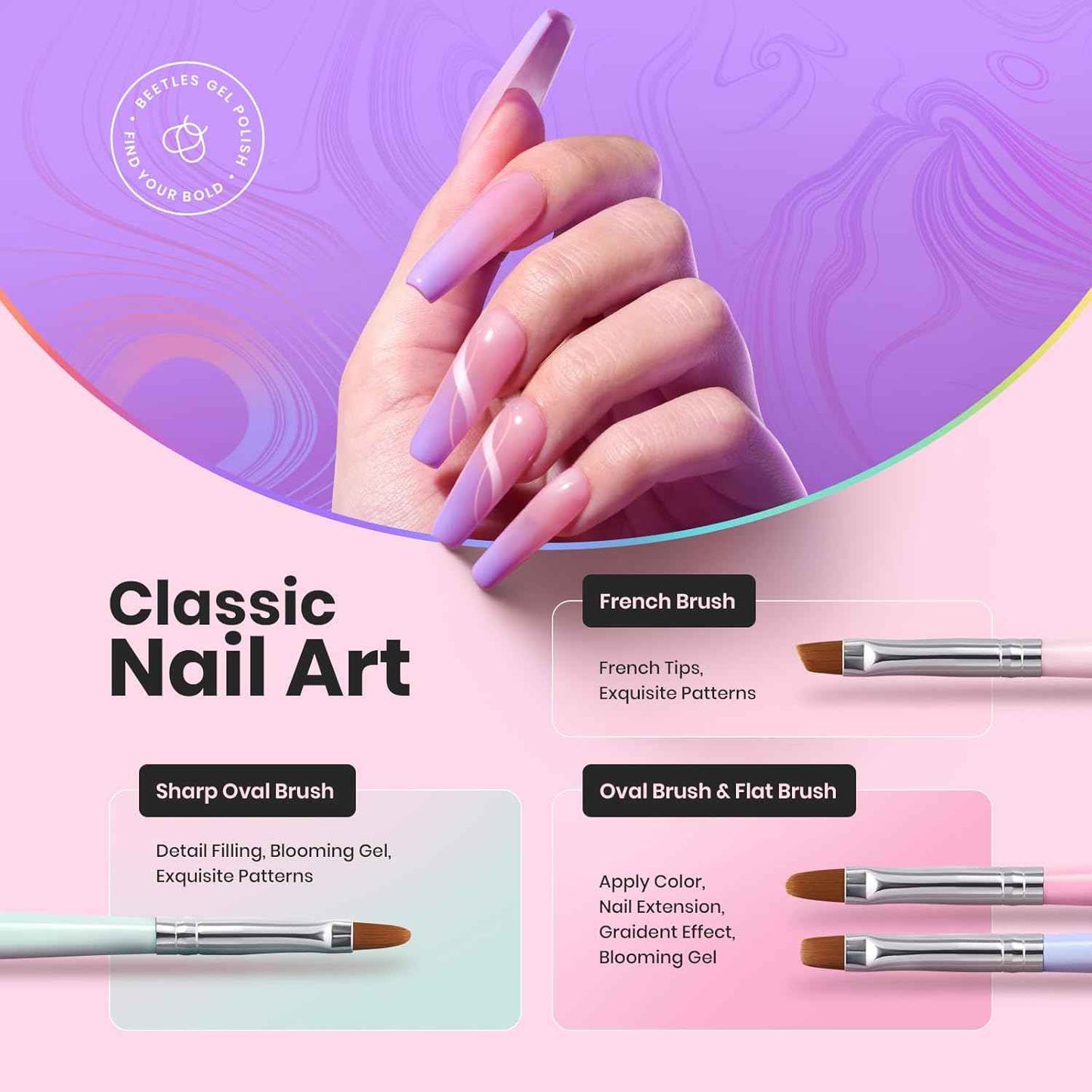 Beetles Gel Nail Polish Set - 25 Colors with Nail Art Brushes & Design Pens