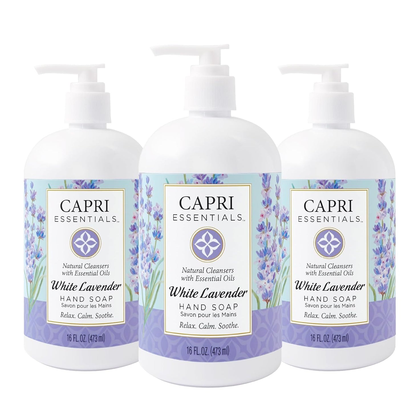 Natural Lavender Hand Soap - Plant-Based Aromatic Liquid Cleanser (16 FL Oz, 3 Pack)