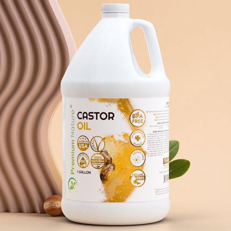 Castor Oil Pure Carrier Oil - Cold Pressed Castor Oil for Essential Oils Mixing Natural Skin Moisturizer Body & Face, Eyelash Caster Oil, Eyelashes Eyebrows Lash & Hair Growth Serum 1 Gallon