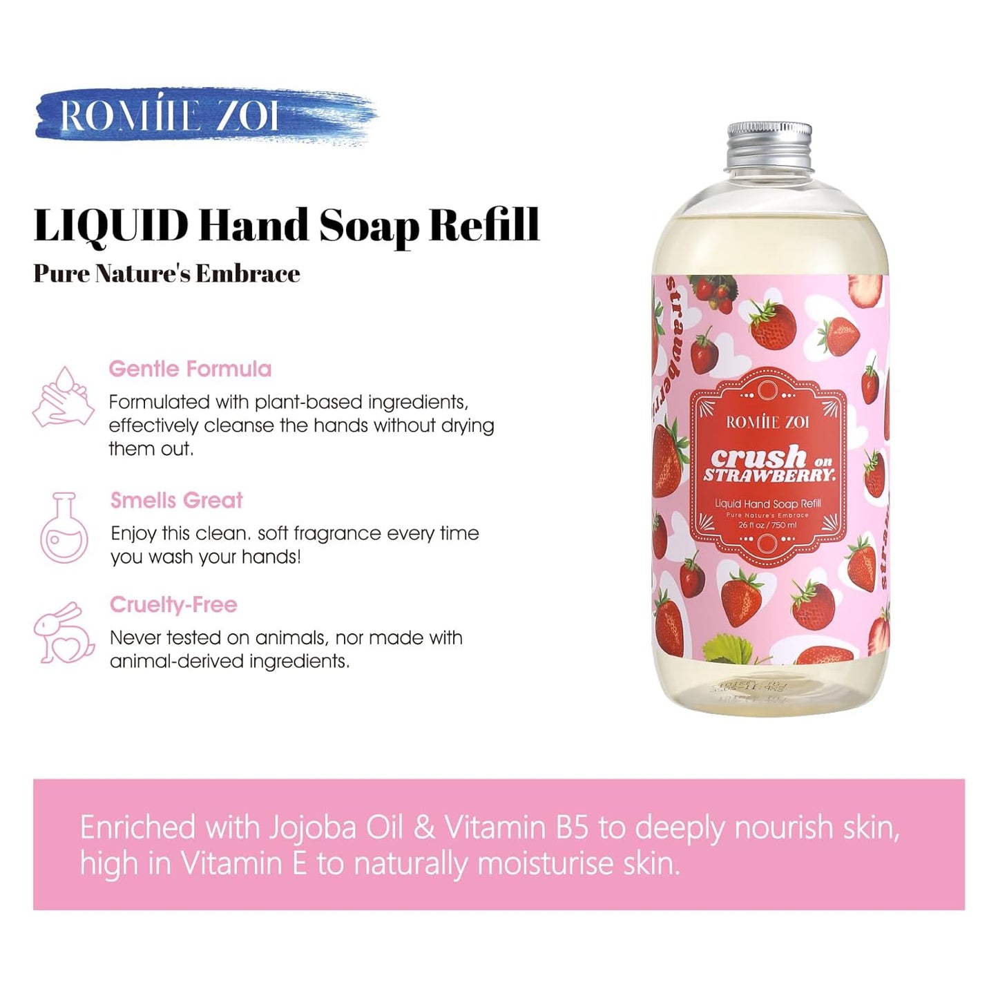 Sweet Vanille Liquid Hand Soap Refill Gift Set – 3 Pack (26 Fl Oz Each), Plant-Based & Biodegradable for Kitchen & Bathroom