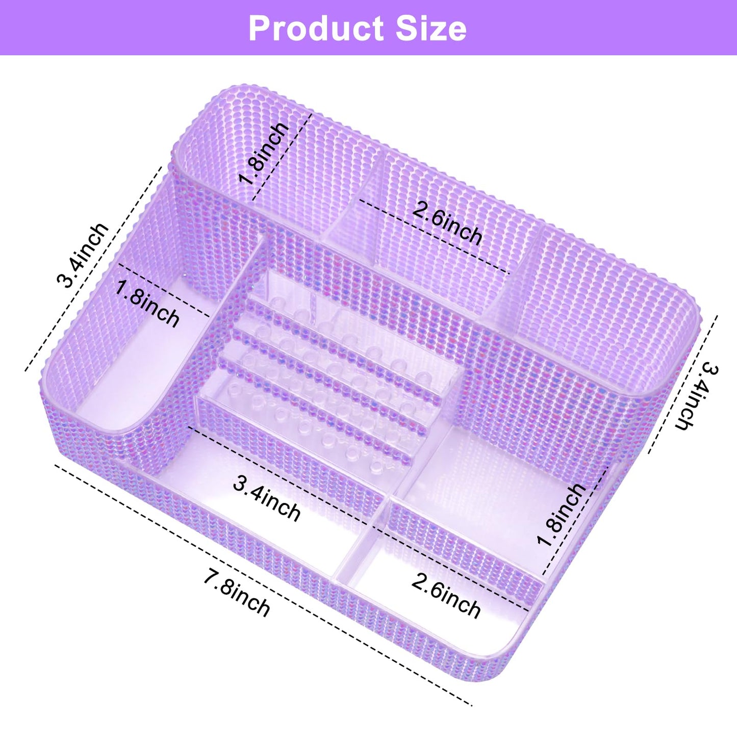 ANRUI Nail Drill Bit Holder, 28 Holes Plastic Nail Drill Machine & Bits Storage Case, Professional Nail Desk Organizer for Manicure Tools Gift for Women and Girls- Diamond Purple