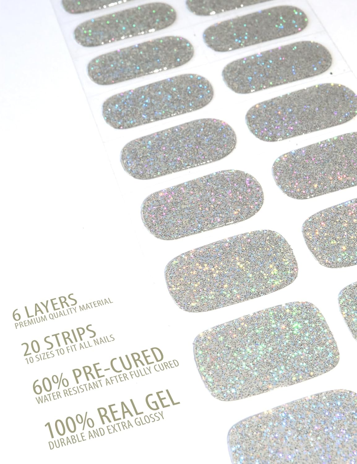 Semi Cured Gel Nail Strip Starter Kit - 60 Nail Stickers, UV Lamp & Tools for Salon Quality Christmas Nails