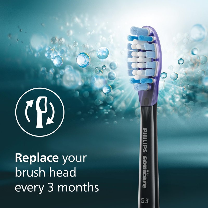 Philips Sonicare G3 Two-in-One - Genuine Replacement Electric Toothbrush Heads, Black, 4 Pack One Year Supply, HX9054/95
