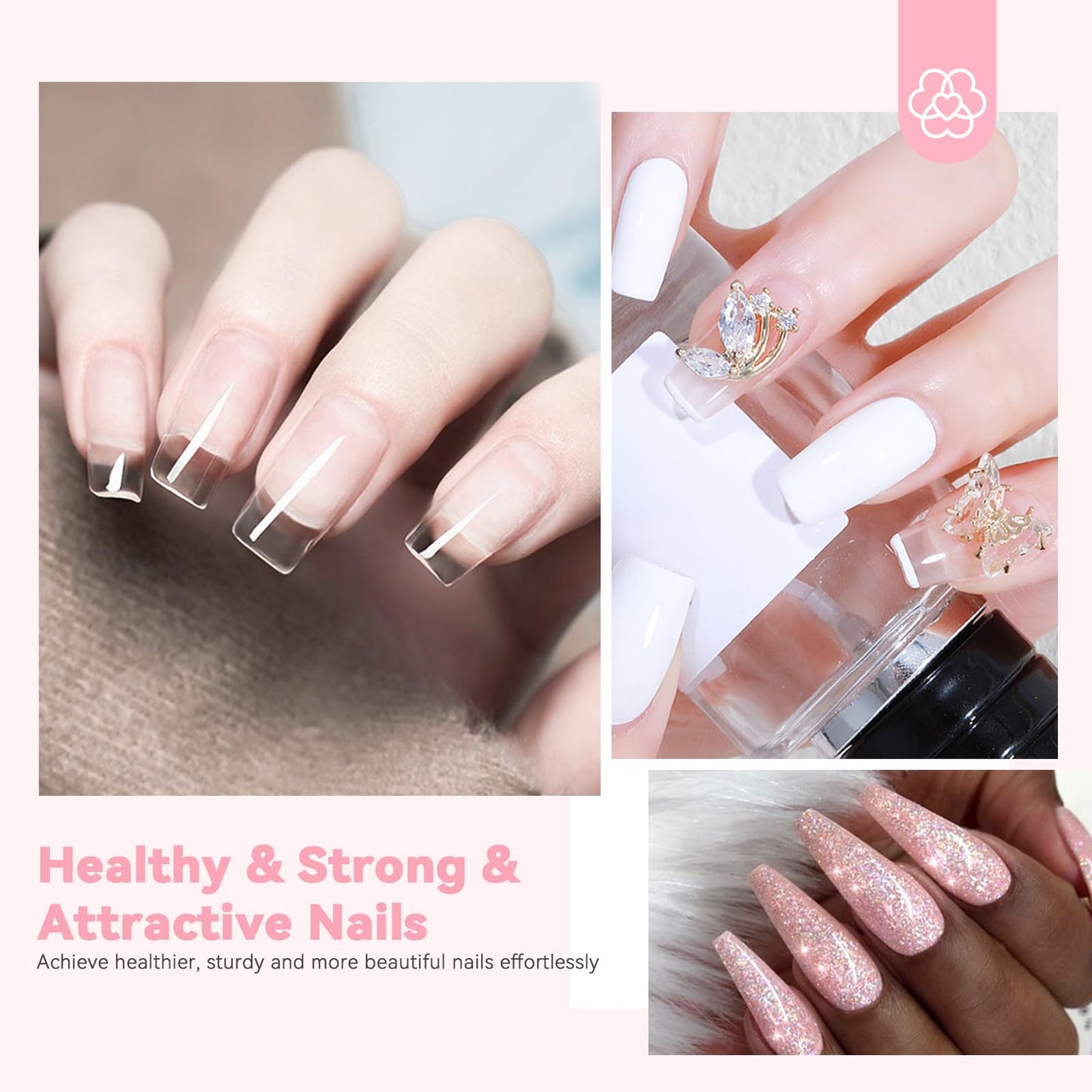 SAVILAND Dip Powder Base: Vitamin E Ultra Adhesive Dip Foundation Coat for Refill and Clear Dip Powder Nail Kit Starter: 60g 2.1oz Dip Powder for Nails with Dipping Powder Liquid Set