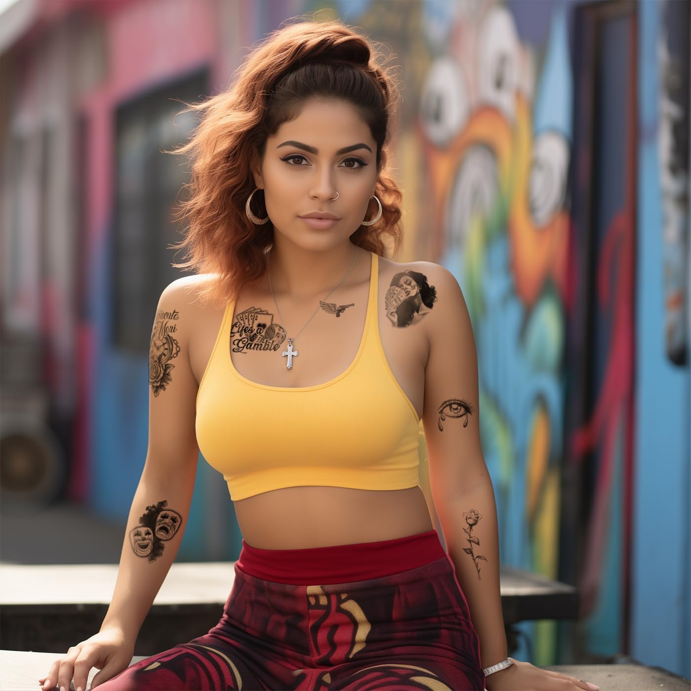 Los Vatos Chicano Bundle - Cholo and Chola Temporary Tattoos For Men Women, Payasa, Lowrider, Virgin Mary, Prayer, Cross, Chicana, Gangster, Fake Tattoo, Día de Muertos, Tatuajes Temporales