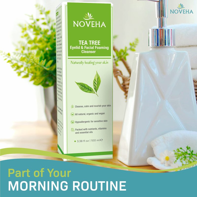Tea Tree Oil Foaming Cleanser - Therapeutic Daily Skincare for Eyelash & Lid Health | 2-Pack, Organic Ingredients, All Skin Types