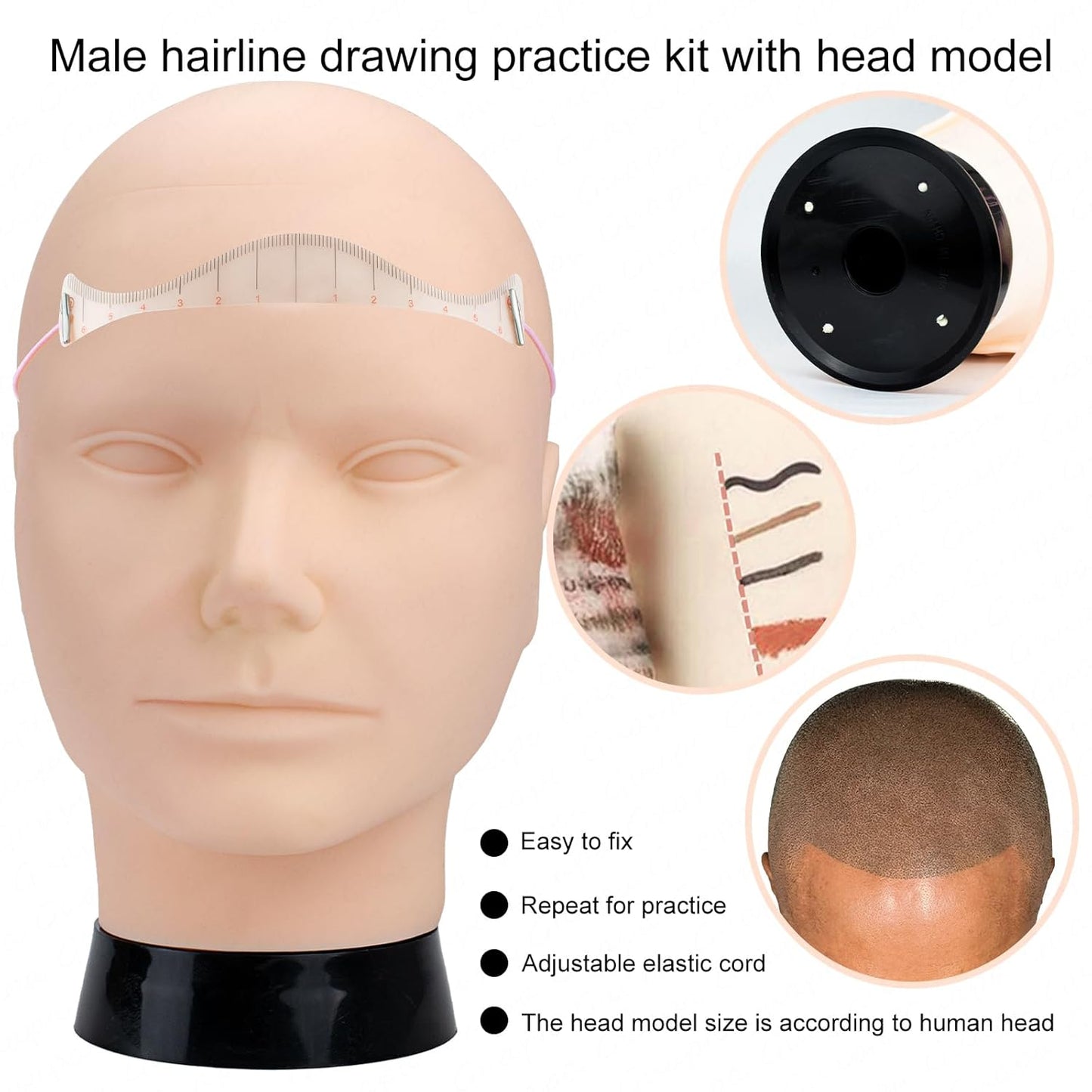 Scalp Micropigmentation Practice Kit - 3D Training Head & Tools for Precision SMP Practice | Male Model