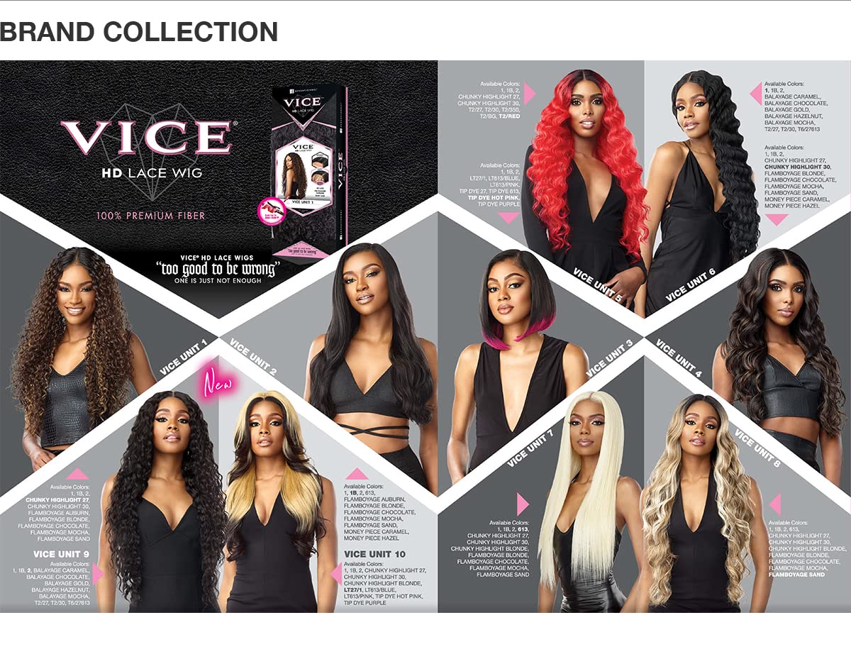 Sensationnel Vice Lace Front Wigs - Unit 10 5 Inch Deep Part Synthetic Preplucked Hairline (LT613/PINK)
