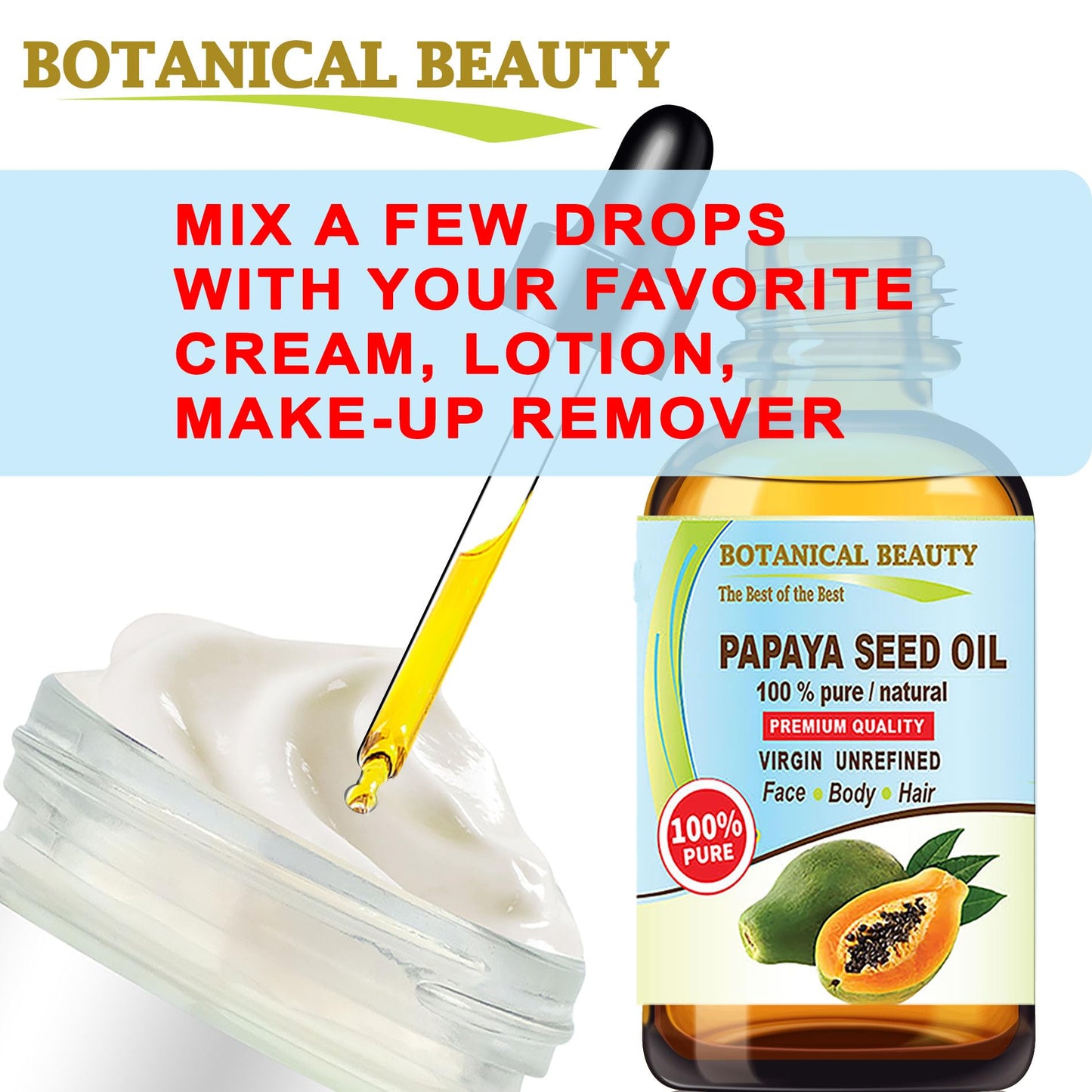 Botanical Beauty PAPAYA SEED OIL WILD GROWTH 100% Pure Natural Virgin Unrefined Undiluted Cold Pressed Carrier Oil for Face, Skin, Hair, Lip, Nails 2 Fl. oz. - 60 ml