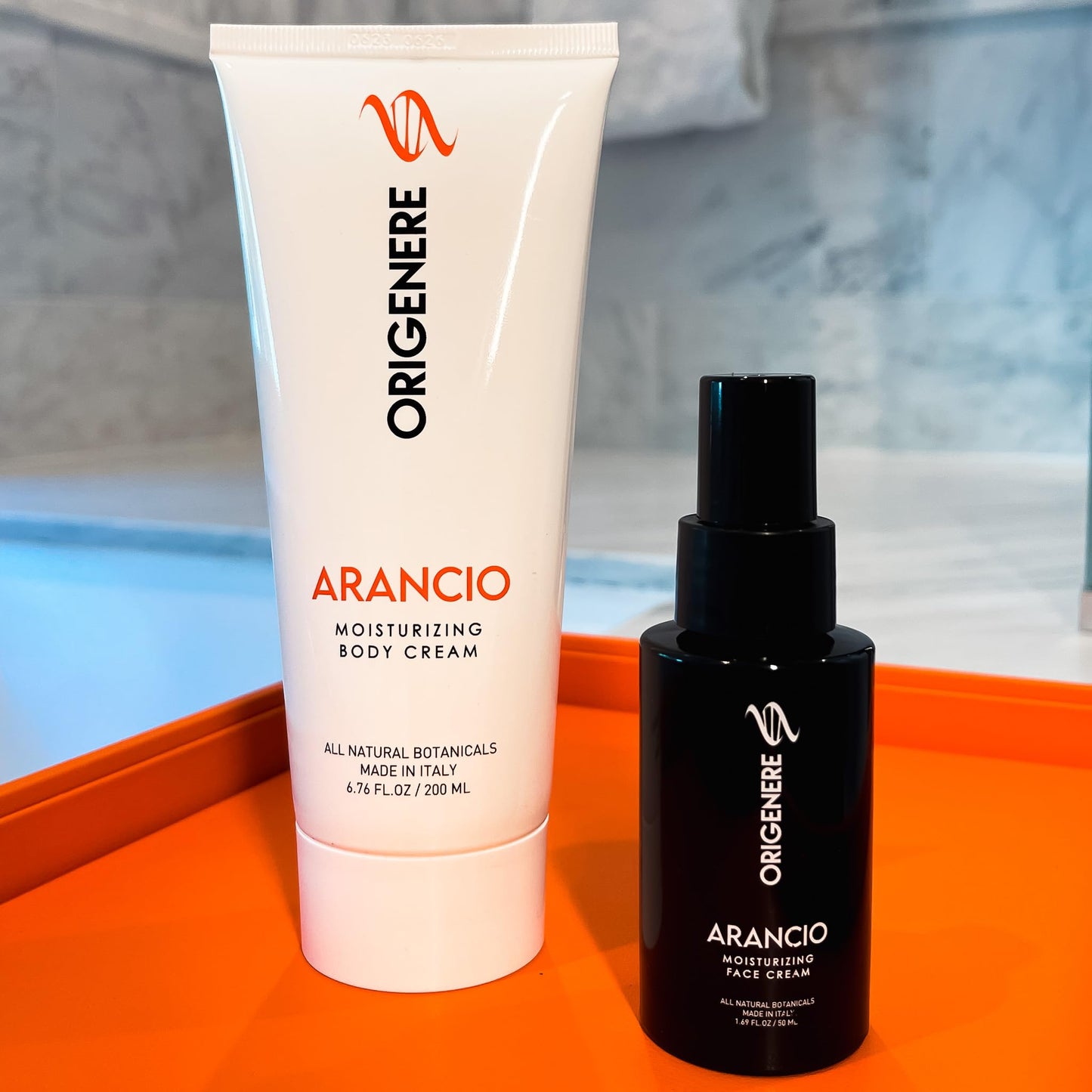 ORIGENERE Arancio Moisturizing Body Cream. All-Natural Botanicals, with Boreal Bark Extracts. Hydrating cream with essential nutrients like Vitamin E & Omega-3. Woody, Spicy, Citric Scent.
