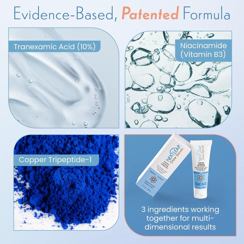 Tranexamic Acid Serum 10% (Ultra-Pure) with Niacinamide & Powerful Copper Peptides - Gentle Effective Cream for Dark Spots, Lines and Wrinkles, Uneven Skin Tone - 1 Fl Oz