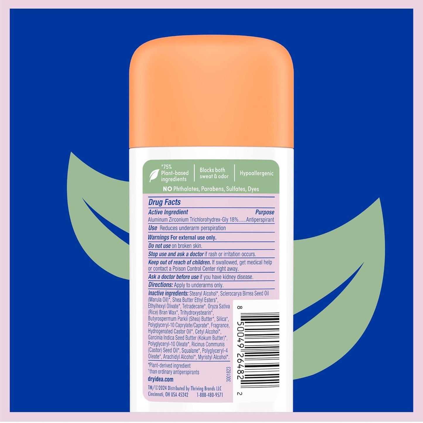 Dry Idea Plant Based Antiperspirant with Aluminum Sweat Blockers Invisible Solid Deodorant for Women – Fresh Breeze Scent, 72Hr Sweat & Odor Control for Sensitive Skin, 3pk