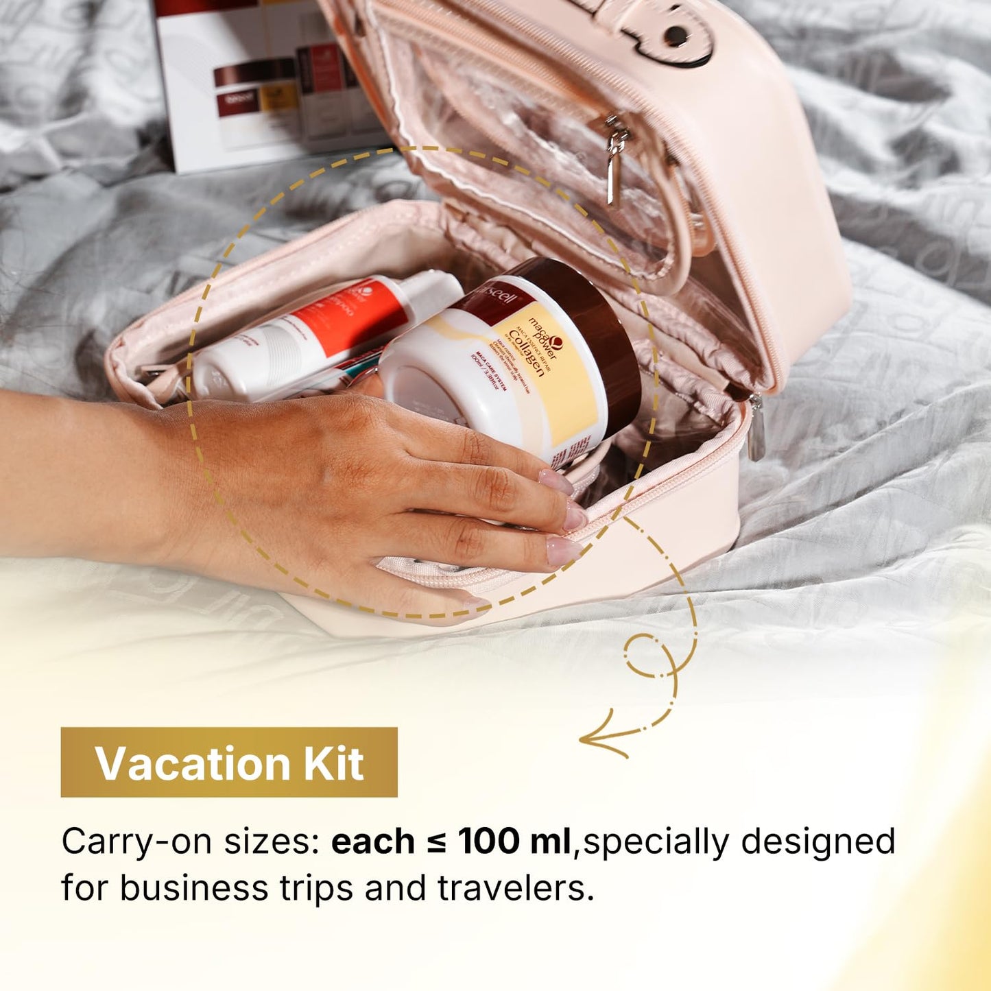 Karseell Travel Shampoo and Conditioner Set With Collagen Hair Mask, 3 Piece Carry On Vacation Kit, 70 mL 70 mL 100 mL