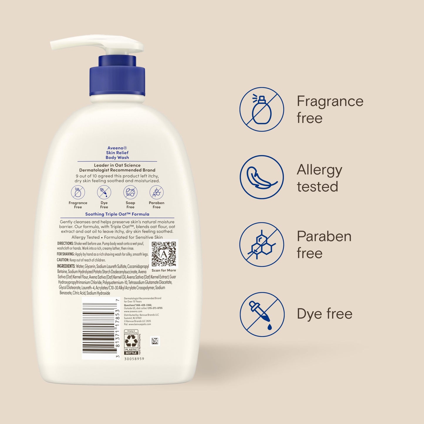 Aveeno Skin Relief Fragrance Free Body Wash,